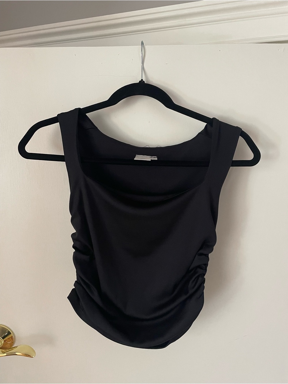 Black Scoop Neck Ruched Tank Top - Women